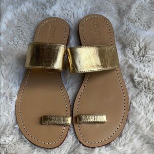 Johnny Was Gold Leather Slide Sandals